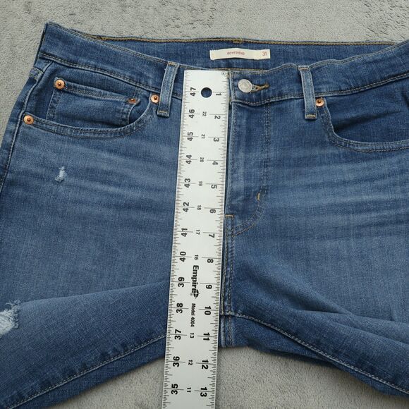 Levi's Jeans Women's Size 31 Blue Mid-Rise Boyfriend Denim 27" Inseam Distressed - Picture 9 of 16